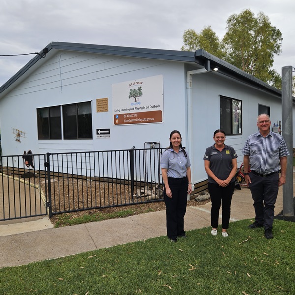 Pictured (left to right): Tenneil Cody, Director of Corporate and Community Services (McKinlay Shire Council), Leah Morgan, Principal, Community (South32) and Trevor Williams, CEO (Mckinlay Shire Council)
