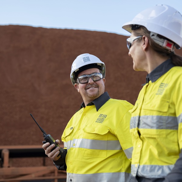 A photo of two workers at Worsley